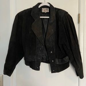 Korean Leather Bomber Jacket with Shoulder Pads!